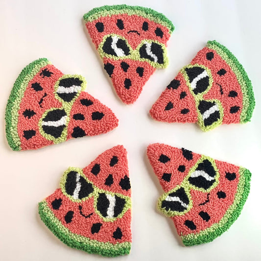 Watermelon Vibes 😎 / Punch Needle Coasters