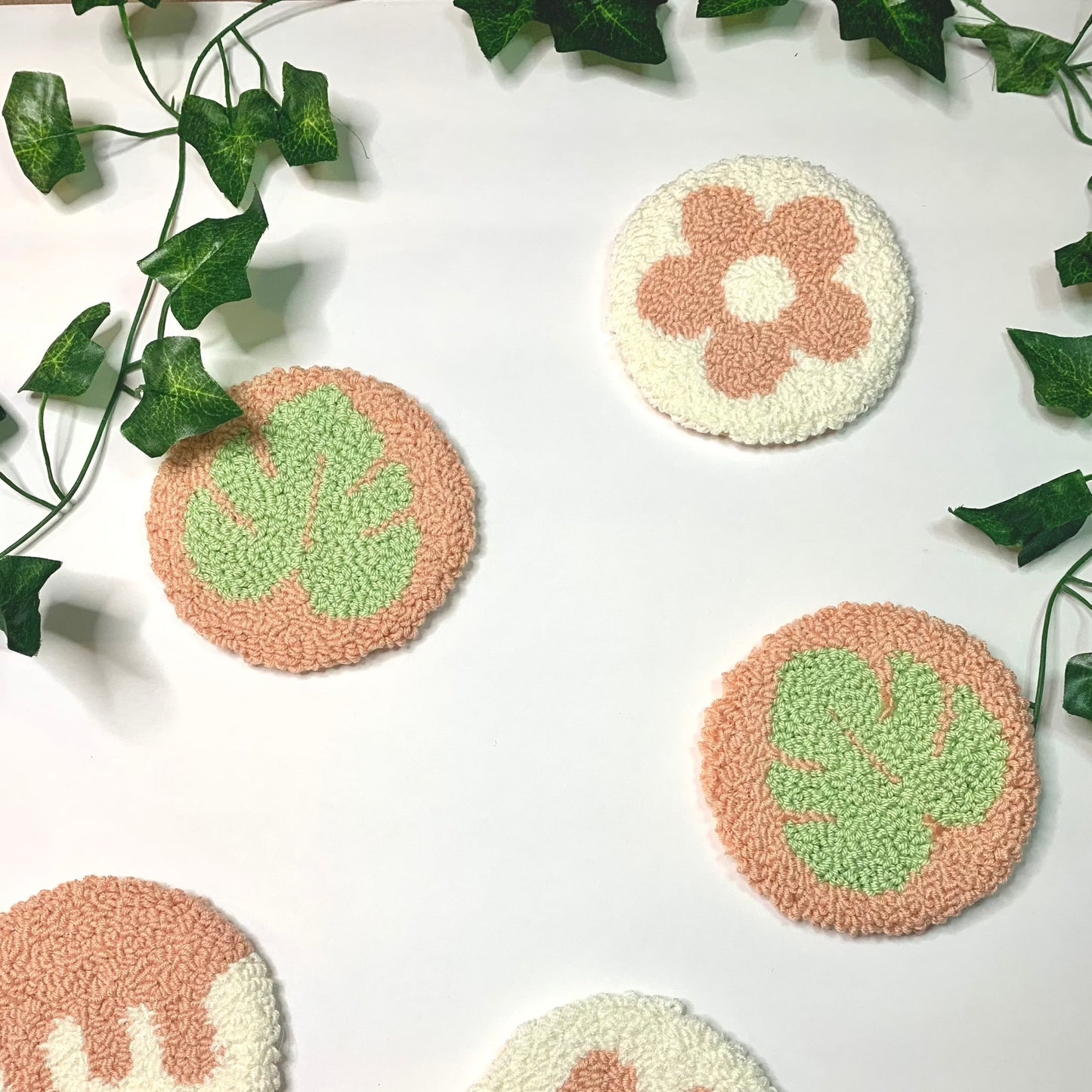 Nature Punch Needle Coasters